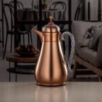 ⁦طقم ترامس زر ضغط 0.7 لتر + 1 لتر نحاسي غير لامع وشفاف⁩ - الصورة ⁦2⁩