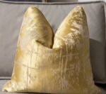 غطاء وسادة بوليستر ملونة بنمط مزخرف اصفر / 45*45