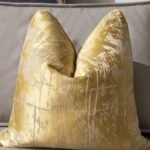 غطاء وسادة بوليستر ملونة بنمط مزخرف اصفر / 45*45