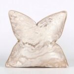 غطاء وسادة مربع من البوليستر الجاكار ذو نمط هندسي أبيض وذهبي / 45*45