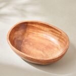 وعاء بيضاوي خشبي من أكاسيا- 25x21x6 سم