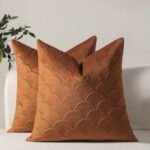 غطاء وسادة بارز من المخمل ذو لون احادي خردل اصفر 40*40