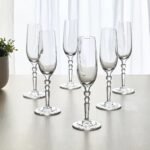 طقم كاسات فلوت زجاج 6 قطع ماريا - دهب - 250 مل