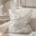 غطاء وسادة مربع من البوليستر الجاكار أبيض - 45*45