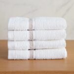 طقم مناشف صغيرة 4 قطع قطن تركي 600 جرام لكل متر مربع - ماوي - 30x30 سم