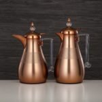 طقم ترامس زر ضغط ك0.7 لتر + 1 لتر نحاسي غير لامع وشفاف