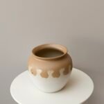 فازة ديكور فخارية عريضة بتصميم بوهيمي