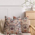 غطاء وسادة مربع زخرفي بيج احمر - 45*45
